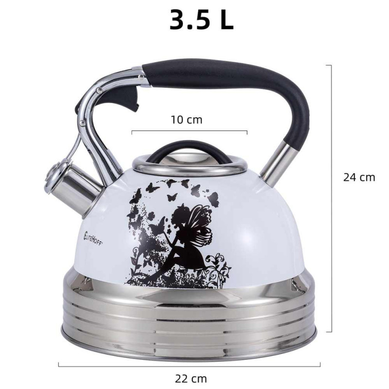Czajnik tradycyjny stalowy biały 3.5 L zmieniający kolor Elittehoff E-5032
