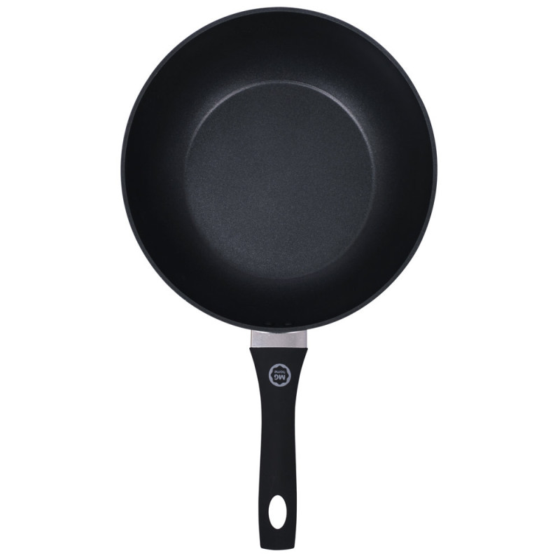 Wok z pokrywką 28 cm patelnia głęboka czarna nieprzywieralna powłoka MG Home