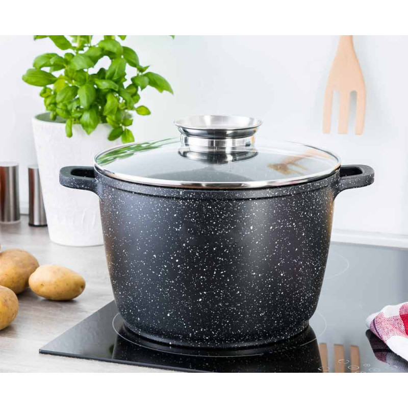 Garnek duży marmurowy z pokrywką głęboki czarny 10 L indukcja gaz Masterpan MP 2132