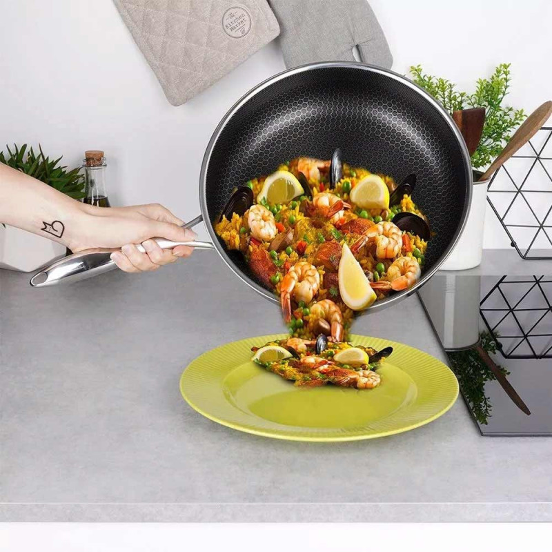 Patelnia stalowa głęboka 28 cm z pokrywką indukcja gaz Masterpan MP 2339