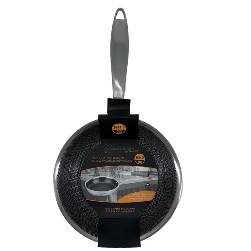 Patelnia stalowa 20 cm powłoka "plaster miodu" indukcja gaz Masterpan MP 2332