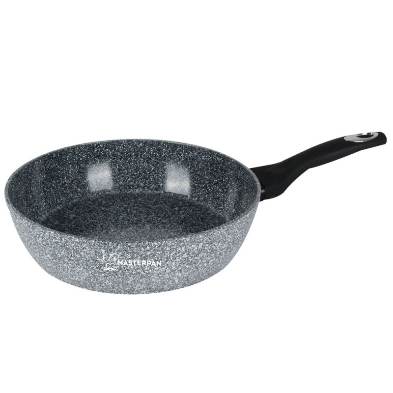 Patelnia głęboka szary marmurek 24 cm powłoka granitowa Masterpan MP 2324