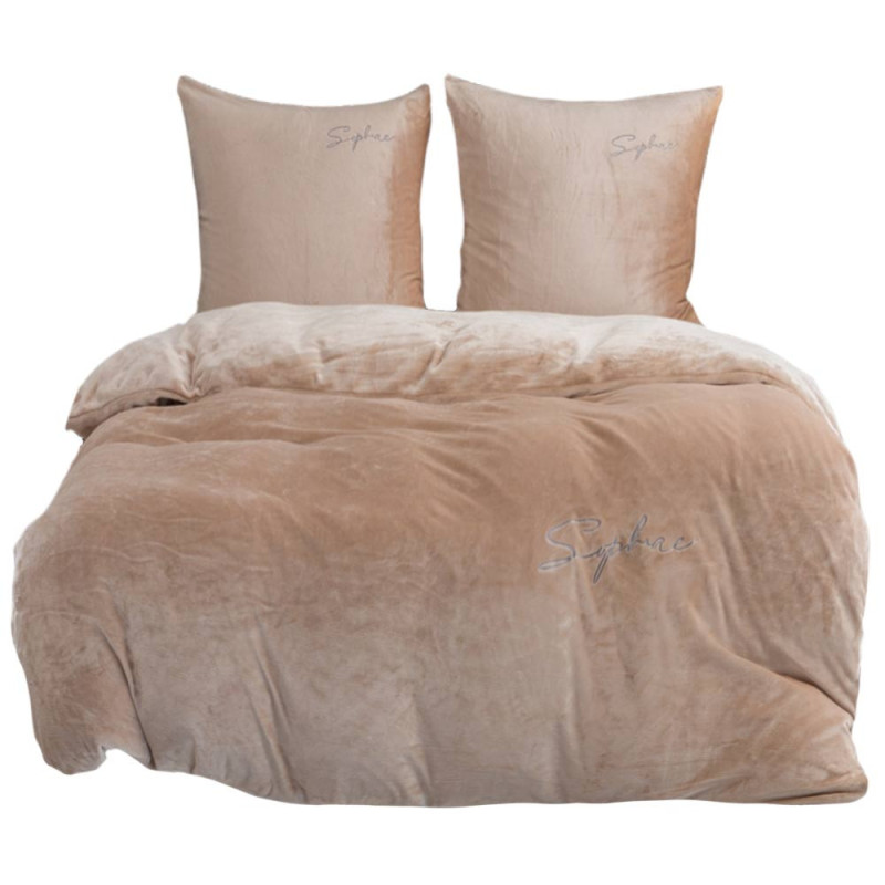 Pościel haftowana 200x220 mikrofibra "miś" Cotton World gruba 3 części 2877 beżowe