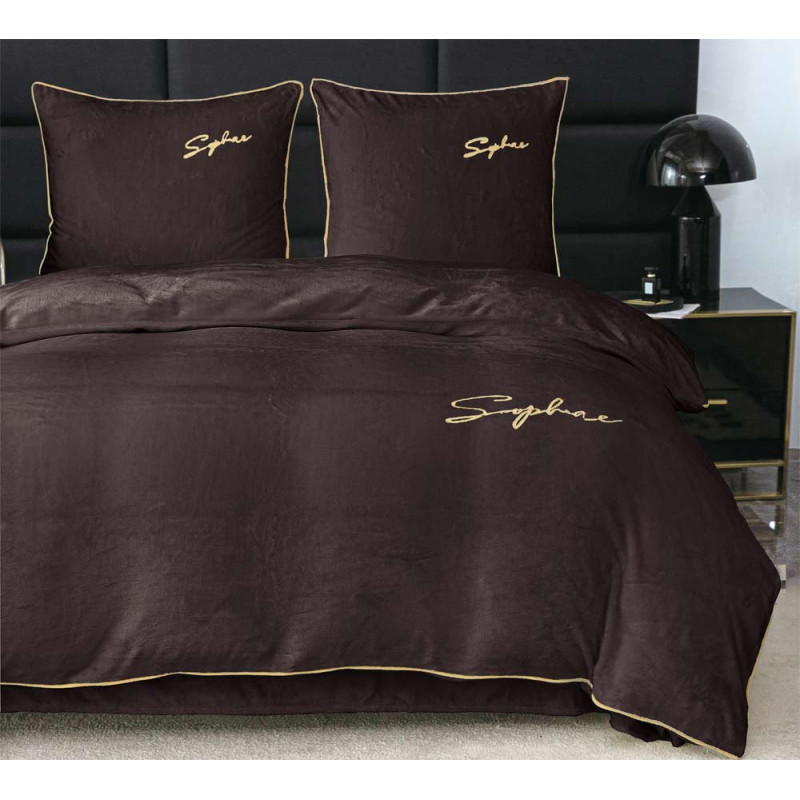 Pościel haftowana 160x200 mikrofibra "miś" Cotton World gruba 3 części 2880 brązowa