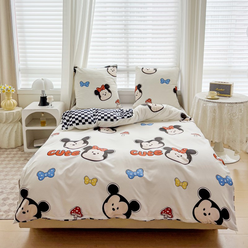 Pościel 140x200 dla dzieci bawełna satynowa dwustronna GierekHoff gruba 2 części GH 3046 myszka mickey i minnie