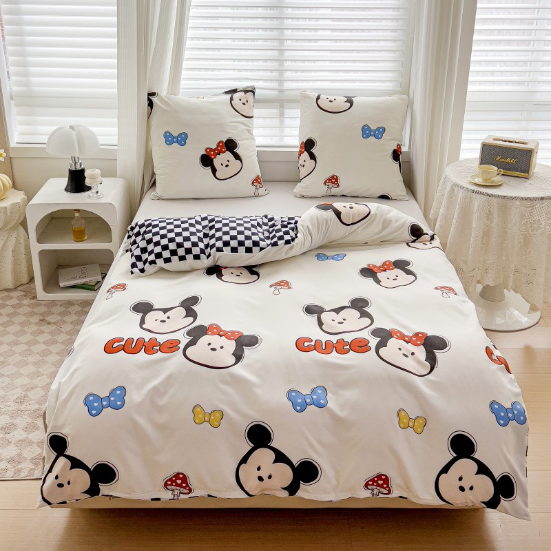 Pościel 140x200 dla dzieci bawełna satynowa dwustronna GierekHoff gruba 2 części GH 3046 myszka mickey i minnie