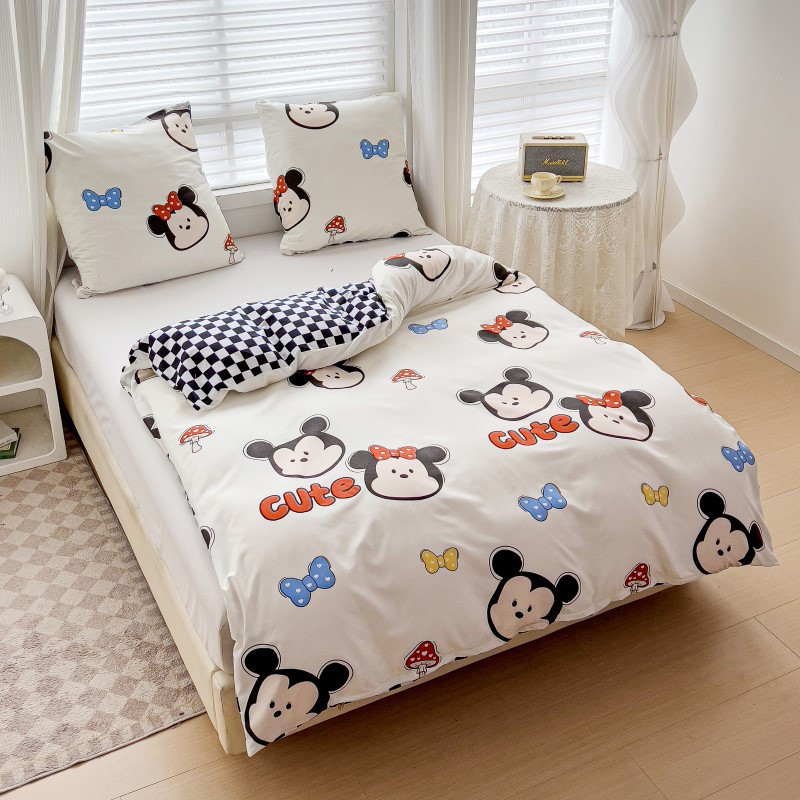Pościel 160x200 dla dzieci bawełna satynowa dwustronna GierekHoff gruba 3 części GH 3046 myszka mickey i minnie