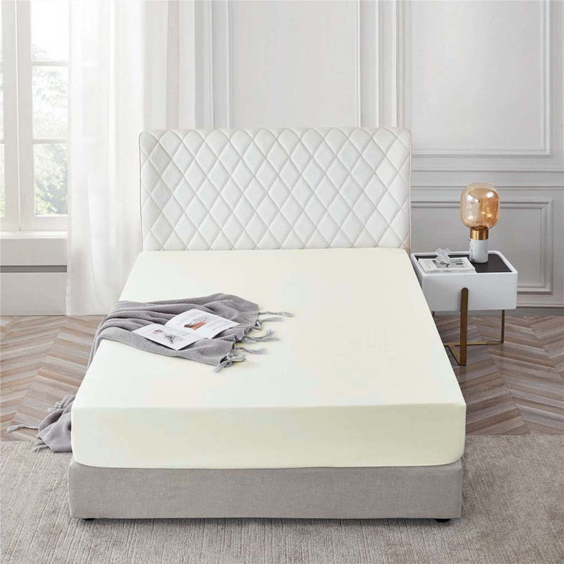 Prześcieradło 140x200 bawełniane Cotton World grube z gumką kremowe