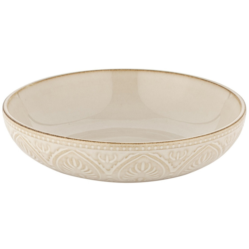 Serwis obiadowy porcelanowy Florina Aristo 18 elementów zestaw talerzy dla 6 osób zdobione beżowe