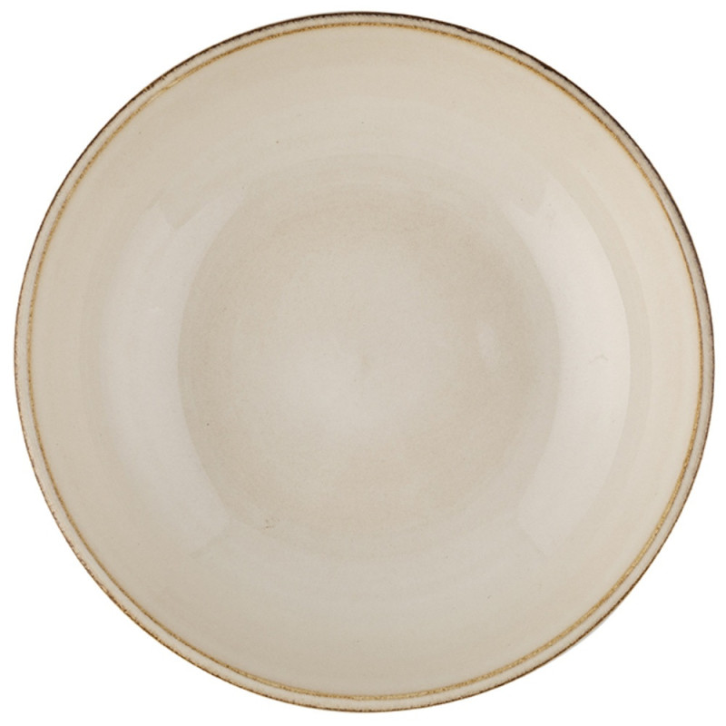 Serwis obiadowy porcelanowy Florina Aristo 24 elementy zestaw talerzy i kubków dla 6 osób zdobione beżowe