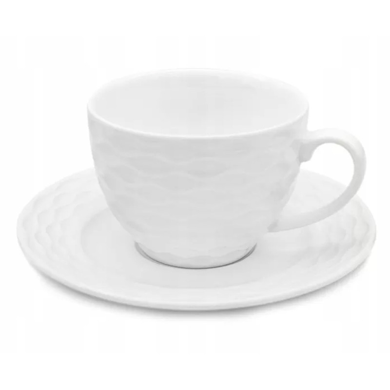 Serwis kawowy dla 2 osób Bella Fiore porcelana zestaw filiżanek ze spodkami 2+2 biały Alis Tragar 42395