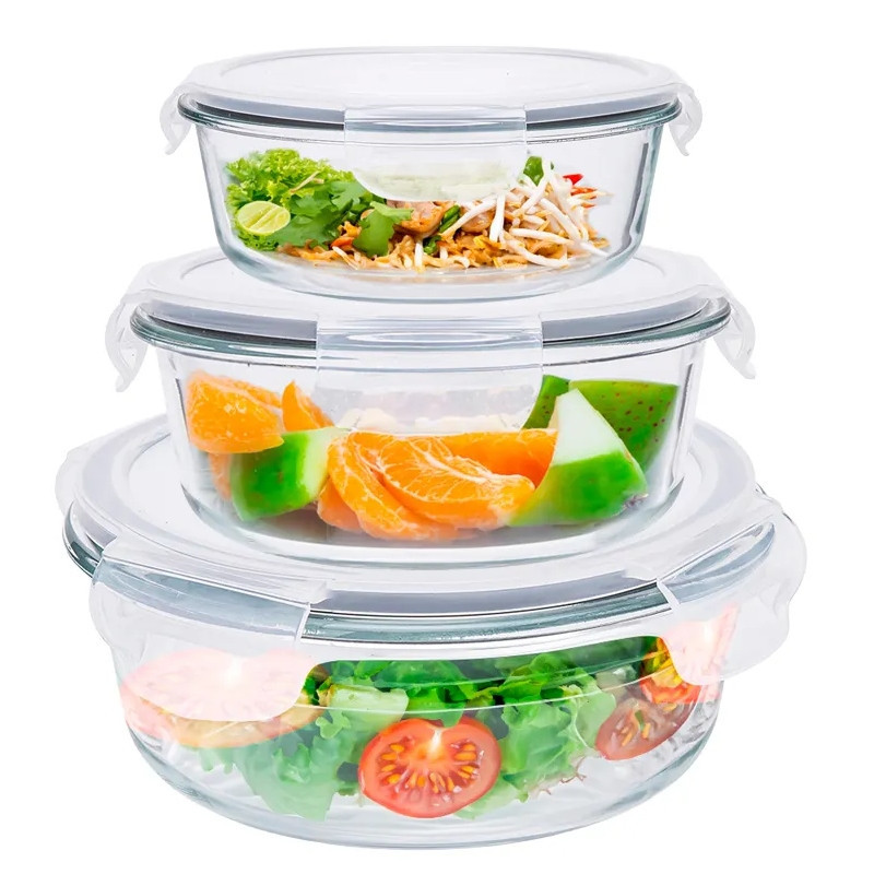 Pojemnik szklany 400 ml okrągły lunchbox Altom Fresh żaroodporny hermetyczny