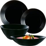 Serwis obiadowy Harena Luminarc 19 elementów czarny talerze dla 6 osób