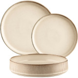 Serwis obiadowy porcelanowy GierekHoff Evie 18 elementów zestaw talerzy dla 6 osób retro 1210