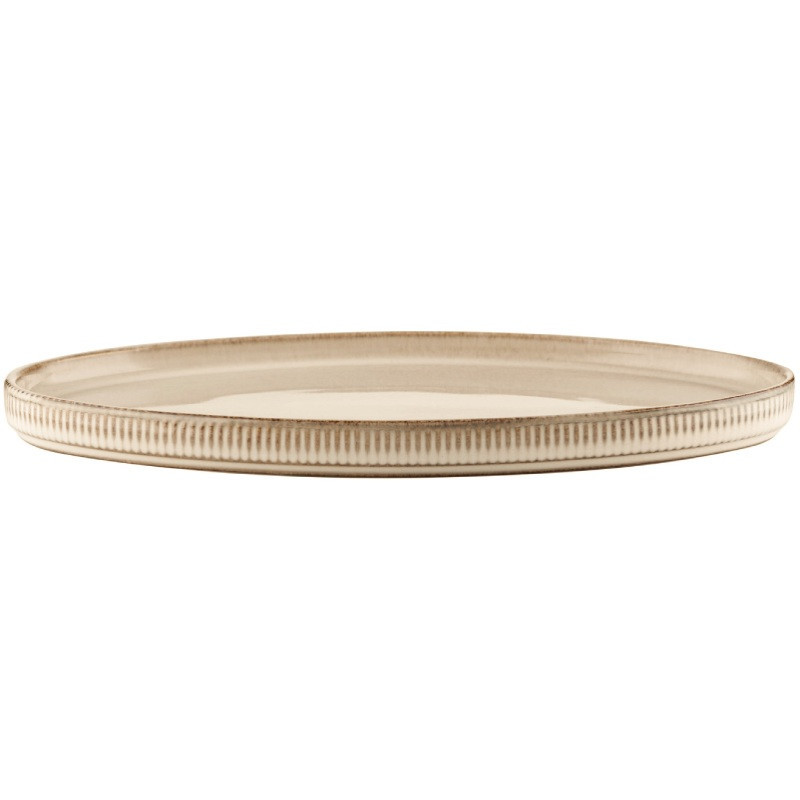 Talerz owalny półmisek porcelanowy Florina Evia kremowy prążkowany retro