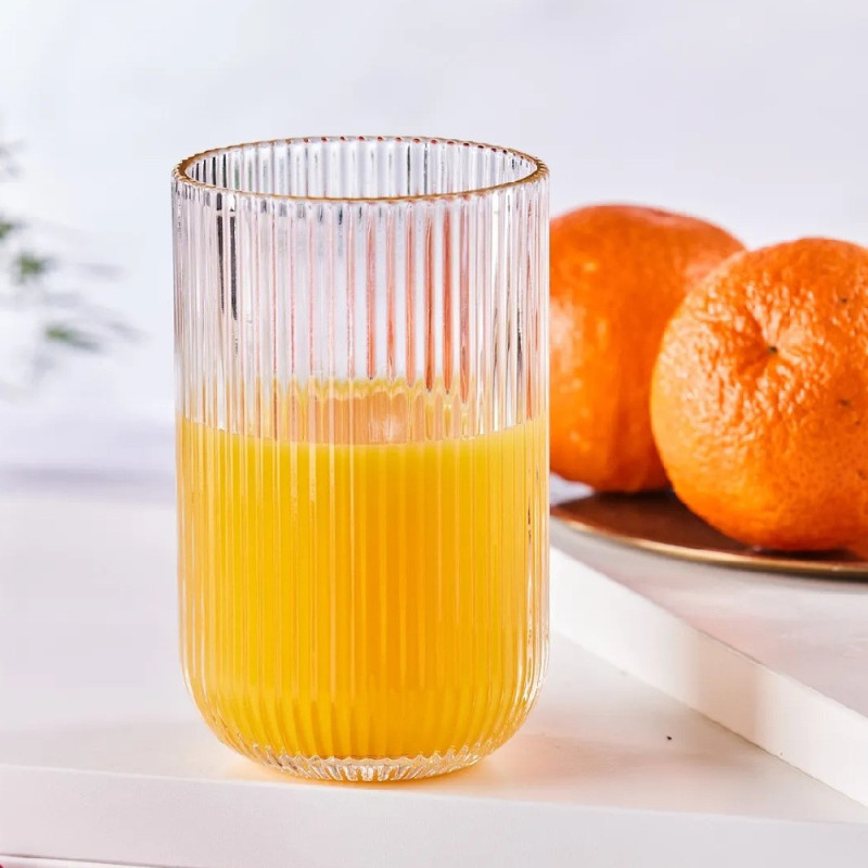 Dzbanek szklany 1.5 litra w zestawie z 6 szklankami 430 ml ze stalową pokrywką z uszczelką Florina Dafne