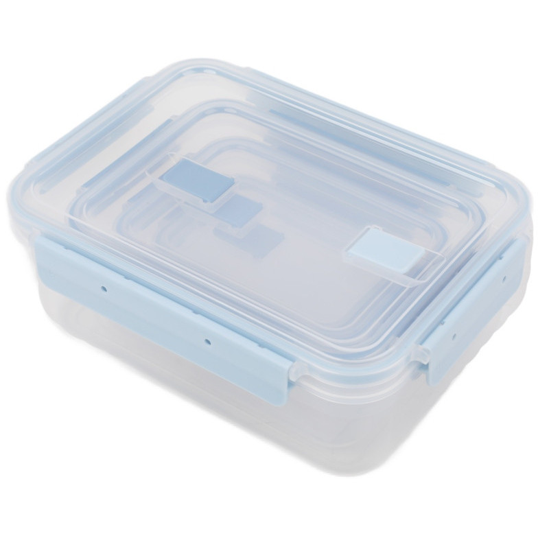 Pojemniki prostokątne lunchbox MG Home Misto zestaw 4 sztuk hermetyczne 2500/1350/600/250 ml niebieskie