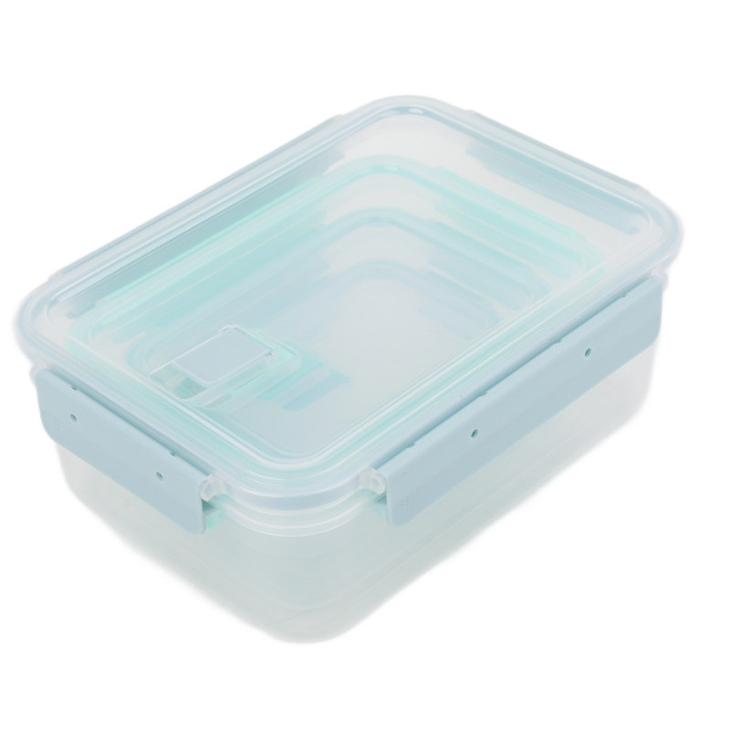 Pojemniki prostokątne lunchbox MG Home Misto zestaw 4 sztuk hermetyczne 2500/1350/600/250 ml turkusowe