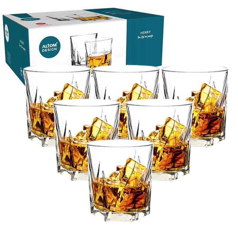 Szklanki do whisky napojów drinków 330 ml zestaw 6 szklanek Altom Henry