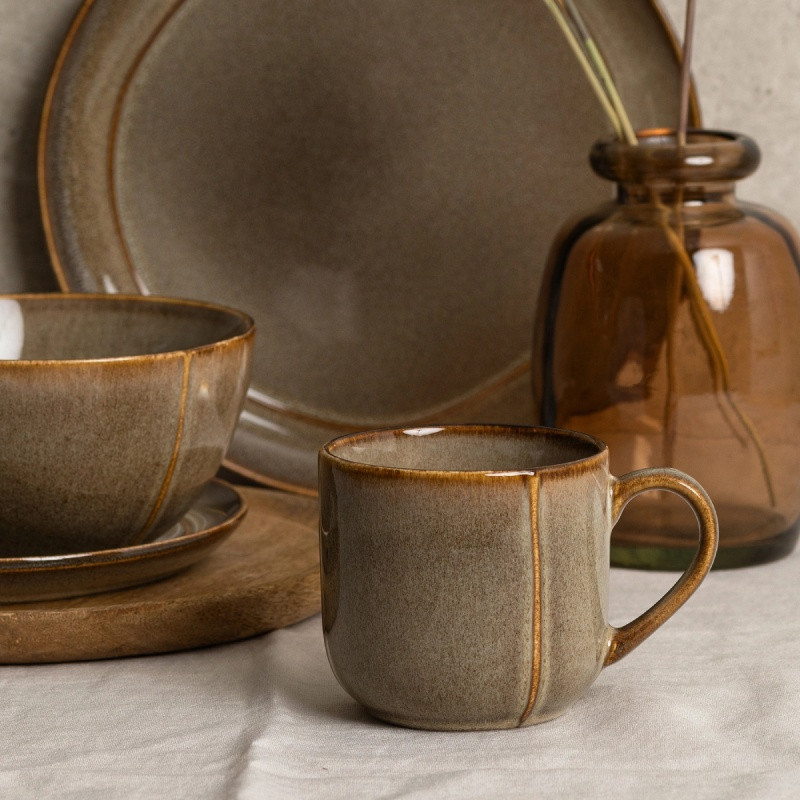 Talerz obiadowy 26.5 cm porcelanowy Florina Bergen brązowy retro