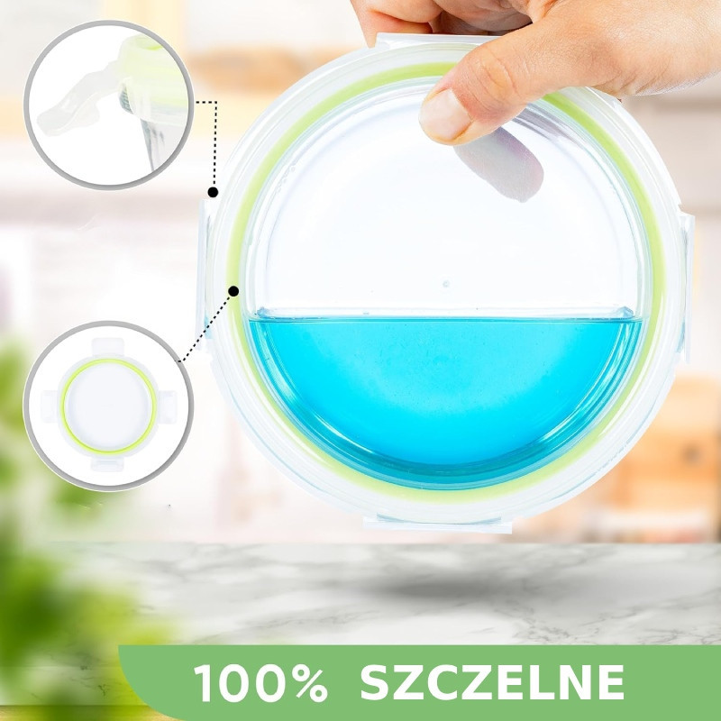 Szklany pojemnik 620 ml na żywność jedzenie Florina Frigo pudełko z pokrywką śniadaniówka lunchbox okrągły hermetyczny