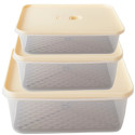 Pojemniki prostokątne lunchbox MG Home Misto z podkładką zestaw 3 sztuki hermetyczne 4400/2200/1000 ml brzoskwiniowe