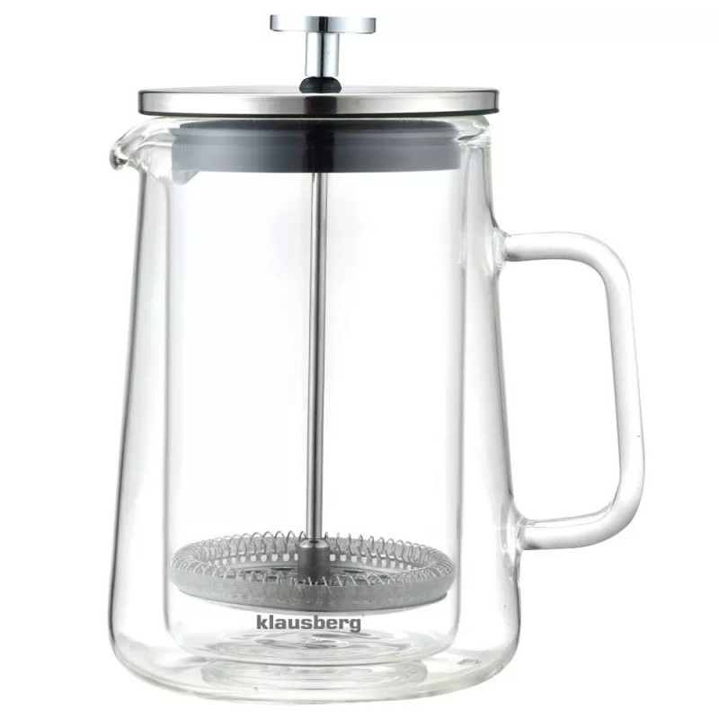 Szklany zaparzacz TERMICZNY tłokowy do herbaty kawy ziół 600 ml Klausberg KB 7685
