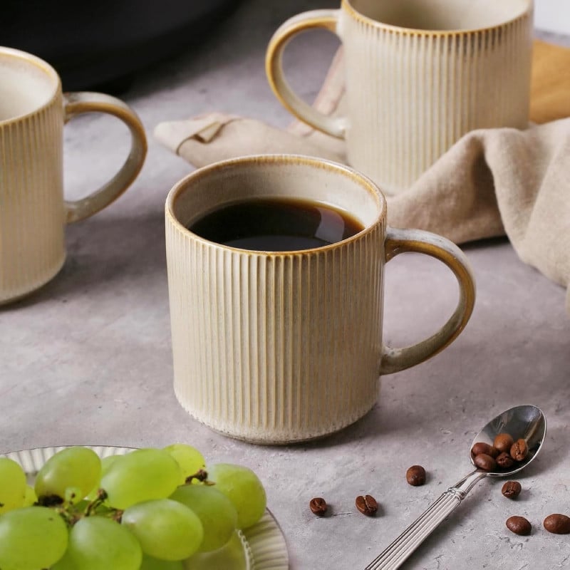 Serwis obiadowy porcelanowy Evie 30 elementów z salaterkami i kubkami zestaw talerzy dla 6 osób retro 1211