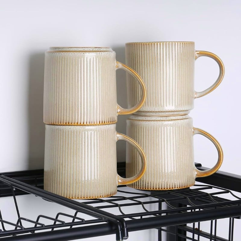 Kubek porcelanowy 330 ml Florina Evia do kawy herbaty kremowe retro