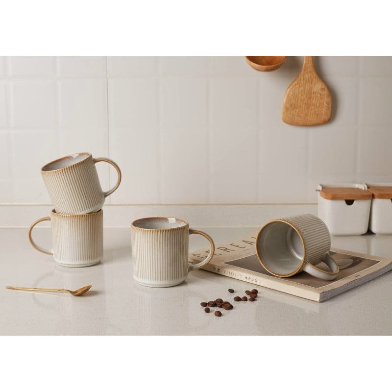 Kubek porcelanowy 330 ml Florina Evia do kawy herbaty kremowe retro