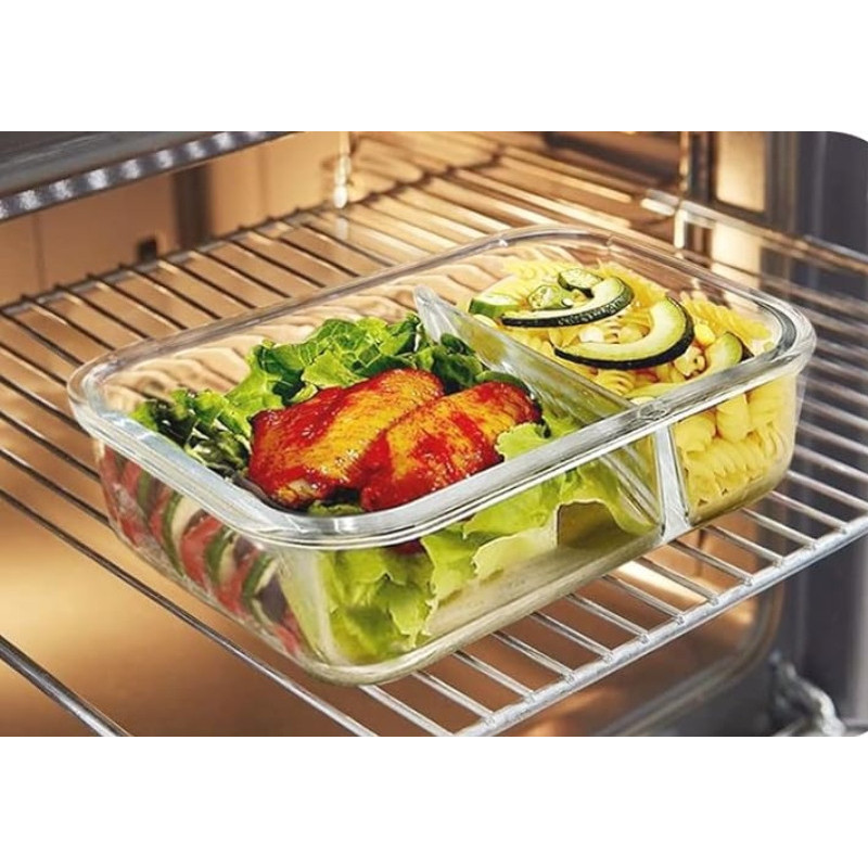 Pojemnik szklany dzielony dwukomorowy Florina Frigo 600 ml prostokątny lunchbox hermetyczny