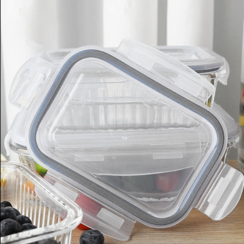 Pojemniki szklane ryflowane Florina Mariet lunchbox 1050/640/370 ml żaroodporne hermetyczne