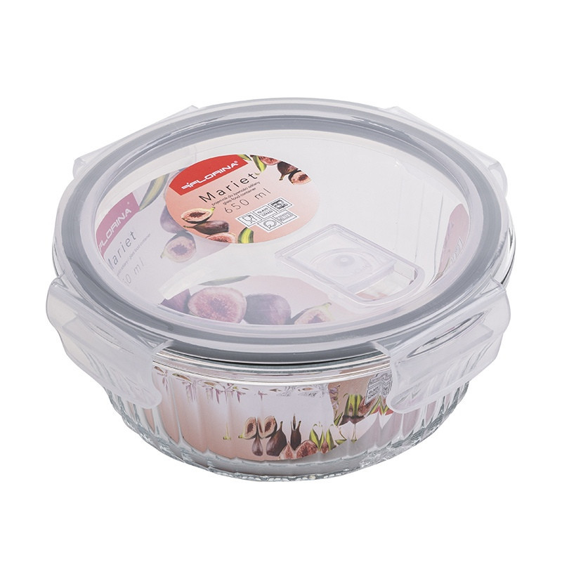Pojemniki szklane ryflowane Florina Mariet lunchbox zestaw 7 sztuk żaroodporne hermetyczne