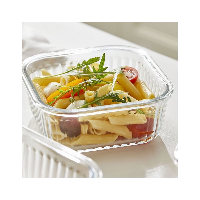 Pojemniki szklane ryflowane Florina Mariet lunchbox zestaw 7 sztuk żaroodporne hermetyczne