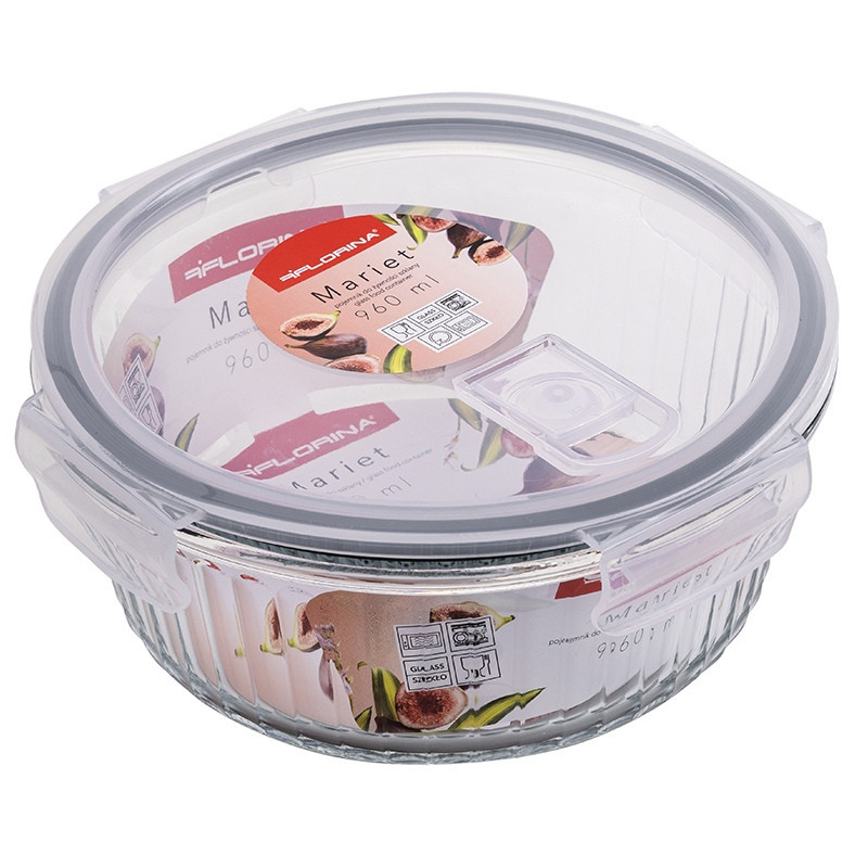 Pojemniki szklane ryflowane Florina Mariet lunchbox zestaw 7 sztuk żaroodporne hermetyczne