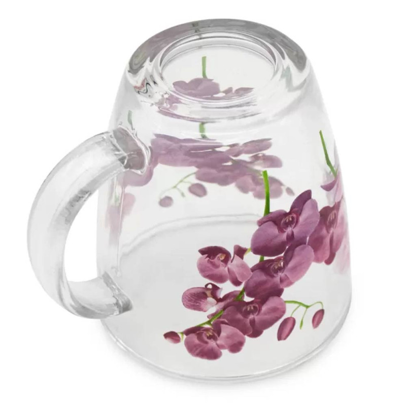 Kubki szklane 390 ml Storczyk zestaw 6 sztuk szklanka z uchwytem Tragar TR-A2417