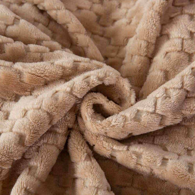 Koc 160x200 cm mikrofibra Cotton World miękki ciepły pled narzuta na łóżko beżowy KHT-56