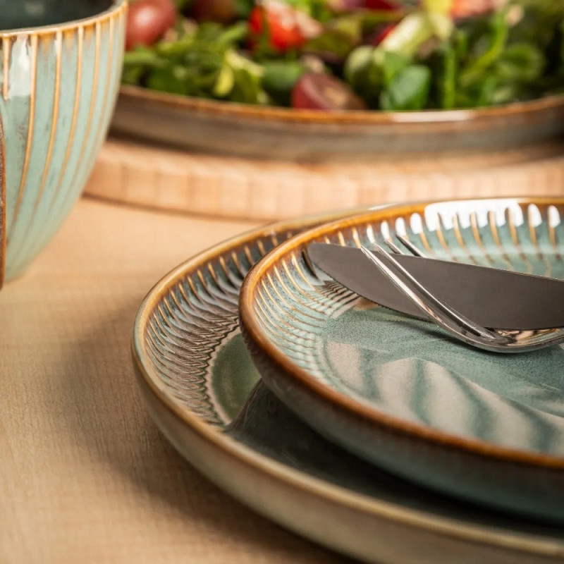 Serwis obiadowy porcelanowy Altom Sage 24 elementy zestaw talerzy dla 6 osób retro