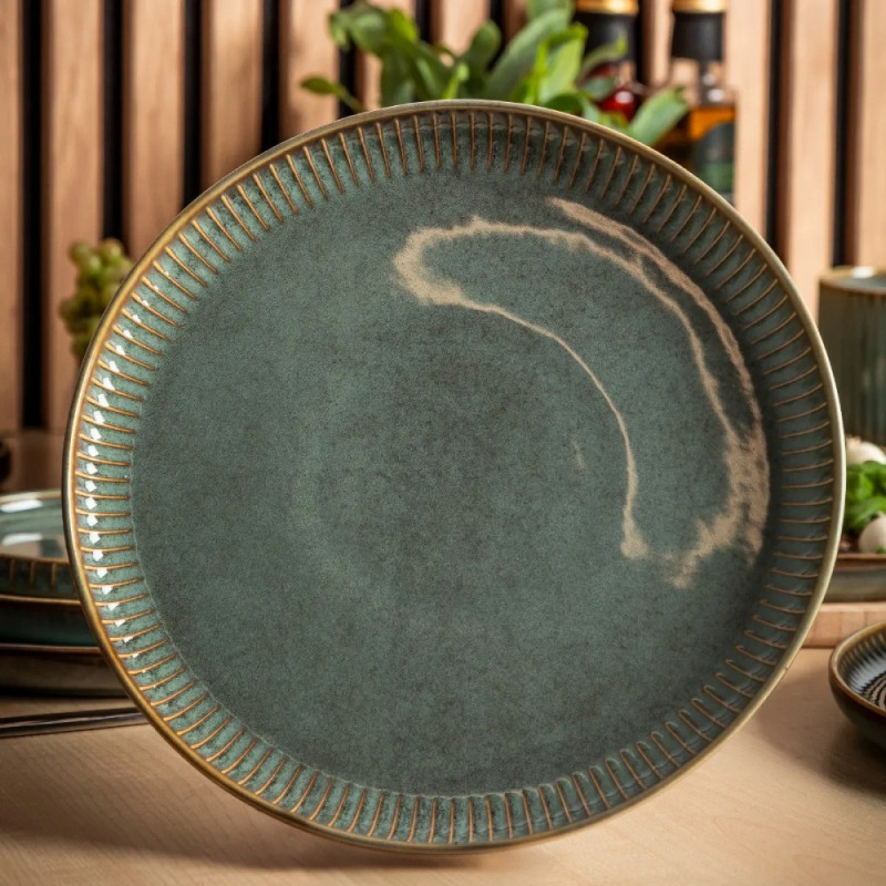 Serwis obiadowy porcelanowy Altom Sage 24 elementy zestaw talerzy dla 6 osób retro