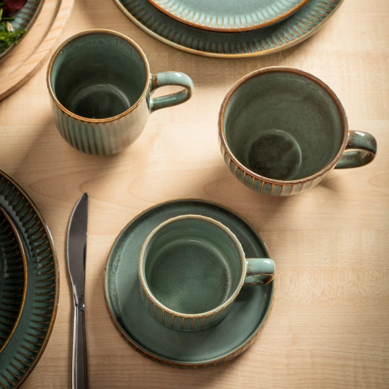 Serwis obiadowy porcelanowy Altom Sage 24 elementy zestaw talerzy dla 6 osób retro