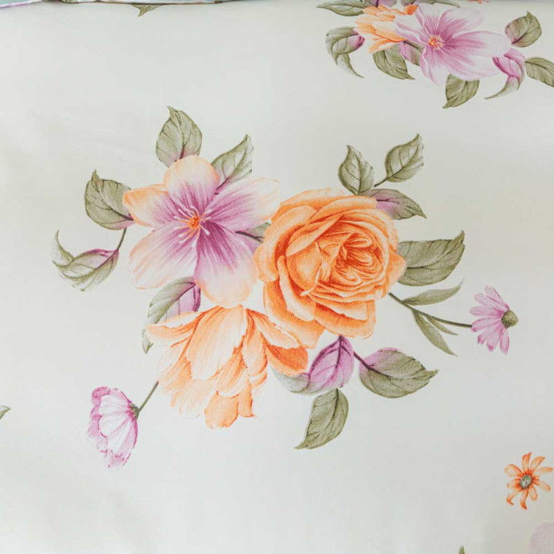 Pościel z falbanką 160x200 mikrofibra Cotton World 3 części zielona w kwiaty 2910