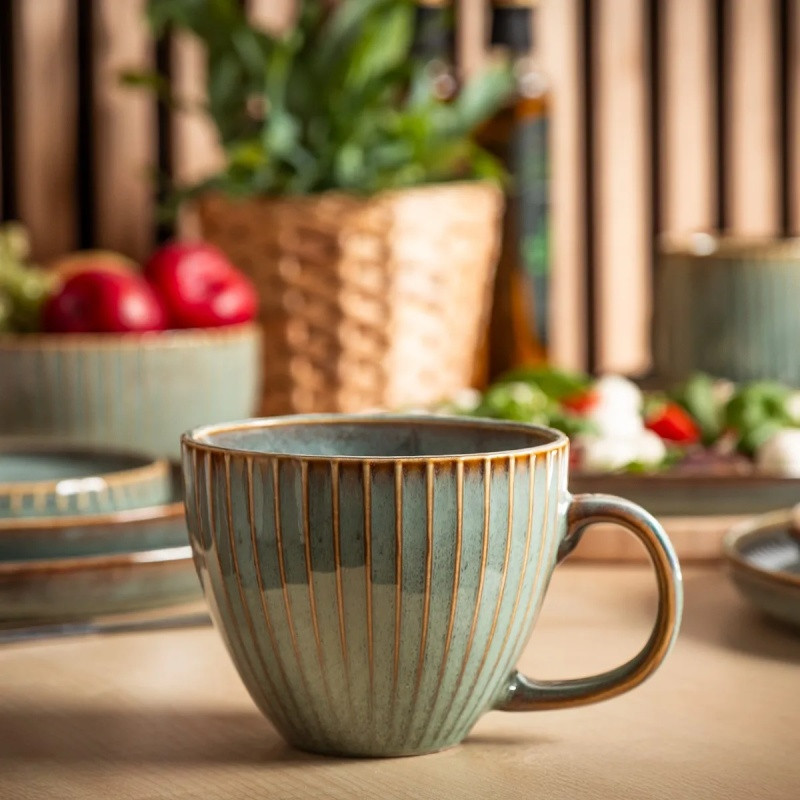 Filiżanka porcelanowa duża 450 ml Altom Sage kubek do kawy herbaty szałwiowa retro