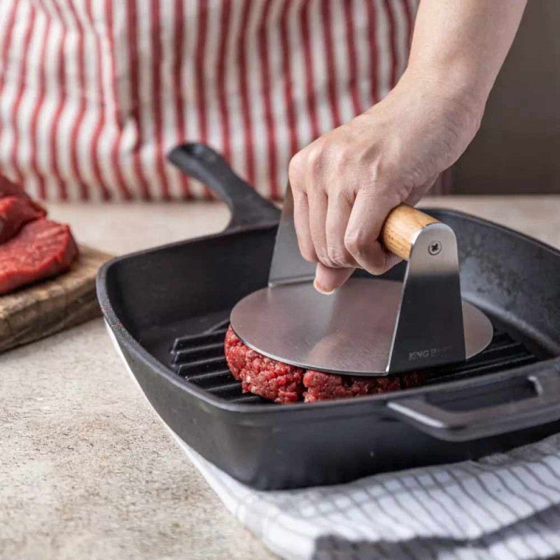 Praska stalowa do mięsa na hamburgery 14 cm prasa dociskowa Kinghoff KH 1878