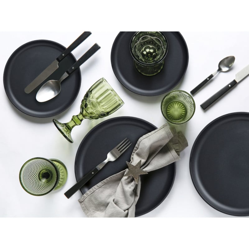 Serwis obiadowy porcelanowy MG Home Artena 22 elementy zestaw talerzy misek dla 6 osób czarny