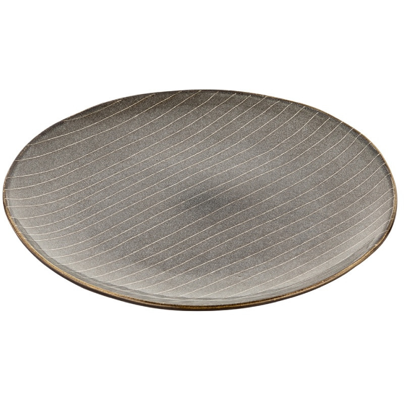Serwis obiadowy porcelanowy Florina Stripes Gray 18 elementów zestaw talerzy dla 6 osób szare