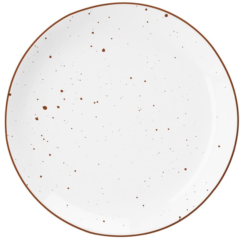 Serwis obiadowy porcelanowy MG Home Gemma 12 elementów zestaw talerzy dla 4 osób biały nakrapiany