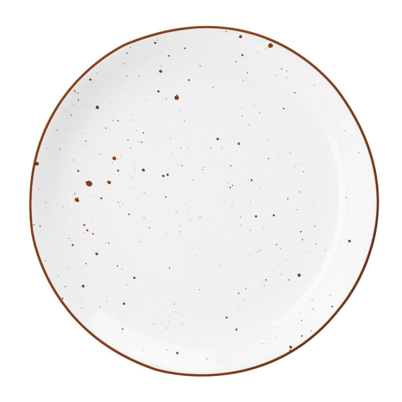 Serwis obiadowy porcelanowy MG Home Gemma 12 elementów zestaw talerzy dla 4 osób biały nakrapiany