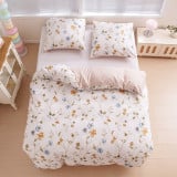 Pościel 200x220 bawełna satynowa dwustronna GierekHoff gruba 3 części GH 3049 beżowa w kwiaty