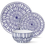 Serwis obiadowy porcelanowy MG Home Fiori 12 elementów zestaw talerzy dla 4 osób kwiaty