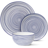Serwis obiadowy porcelanowy MG Home Marea 12 elementów zestaw talerzy dla 4 osób kropki
